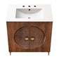 Vernon 30" Fluted Wood Vanity Cabinet With Sink by Modway
