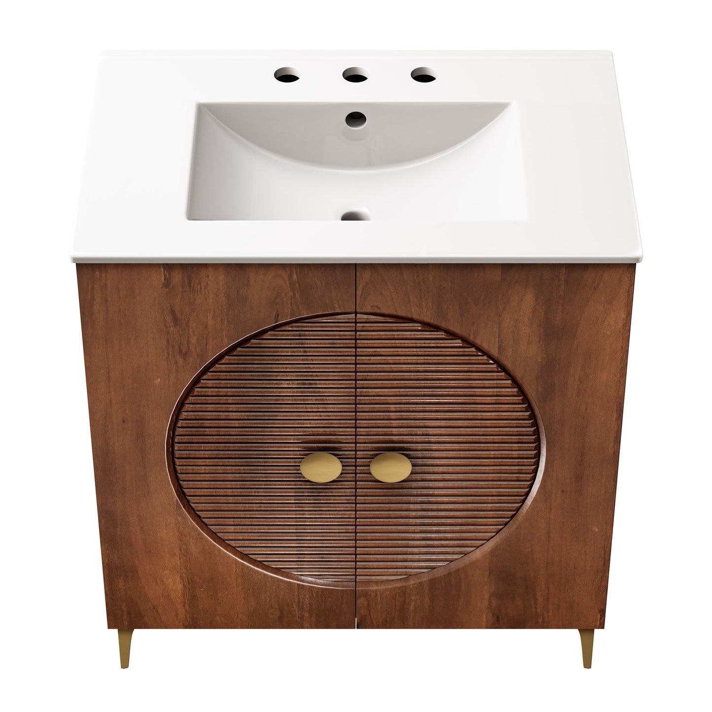 Vernon 30" Fluted Wood Vanity Cabinet With Sink by Modway