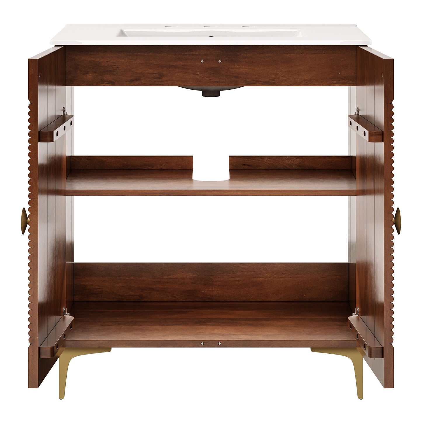 Vernon 30" Fluted Wood Vanity Cabinet With Sink by Modway