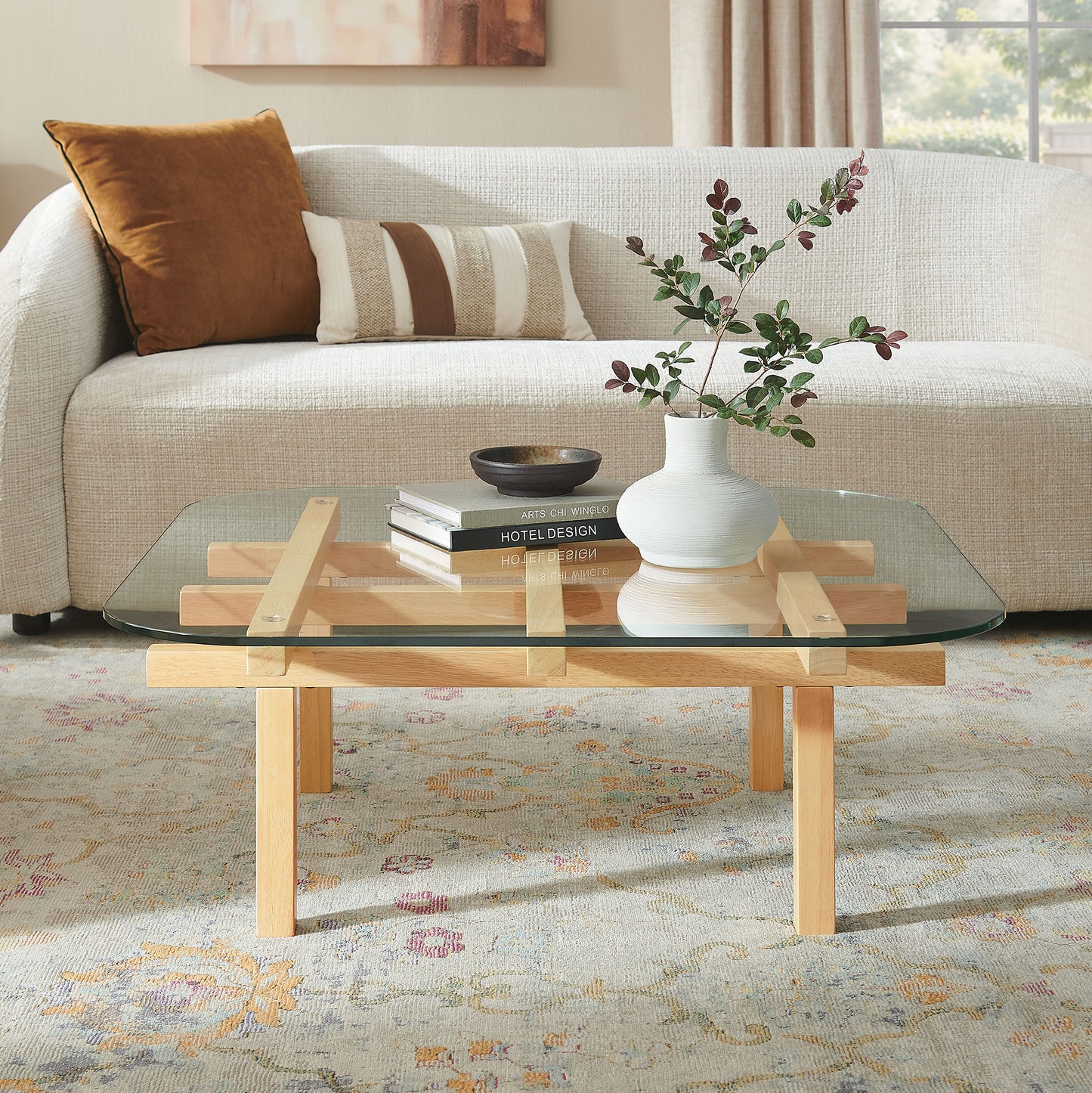 Isby 35 Inch Tempered Glass Coffee Table by Modway