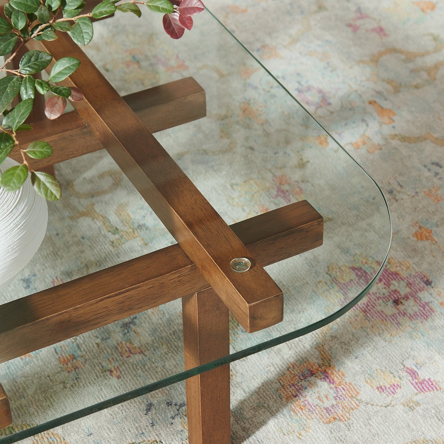 Isby 35 Inch Tempered Glass Coffee Table by Modway