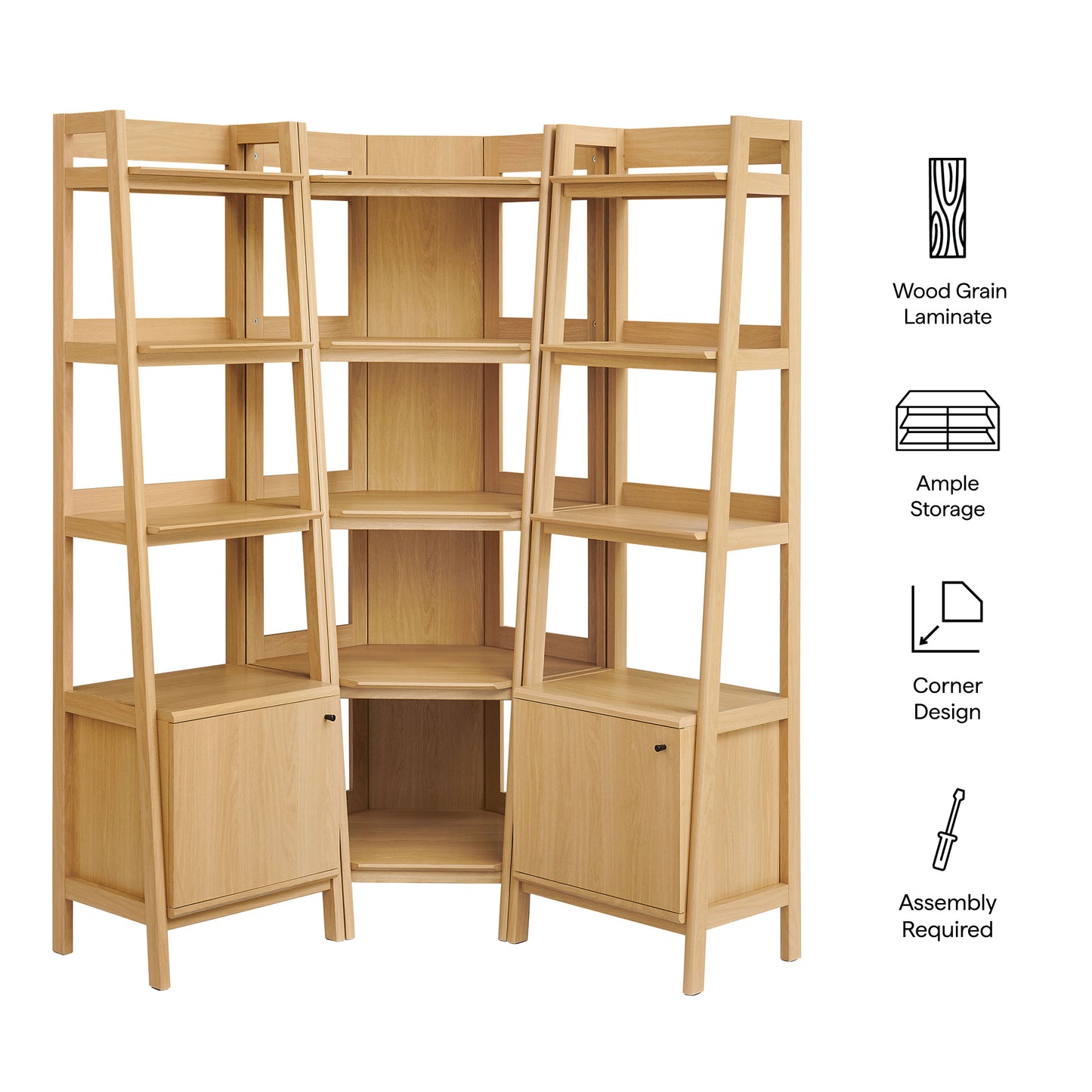 Bixby 3-piece Corner Bookshelf Set with Narrow Bookshelves by Modway
