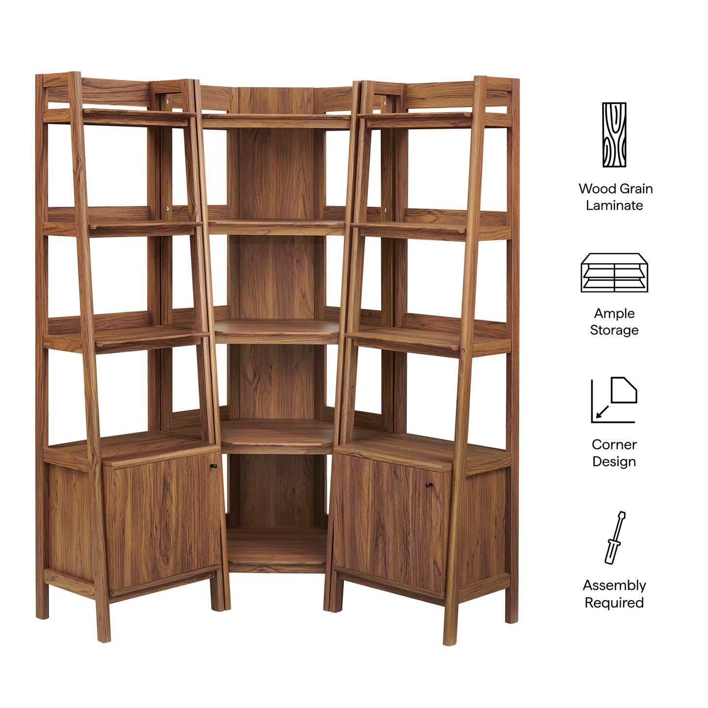 Bixby 3-piece Corner Bookshelf Set with Narrow Bookshelves by Modway
