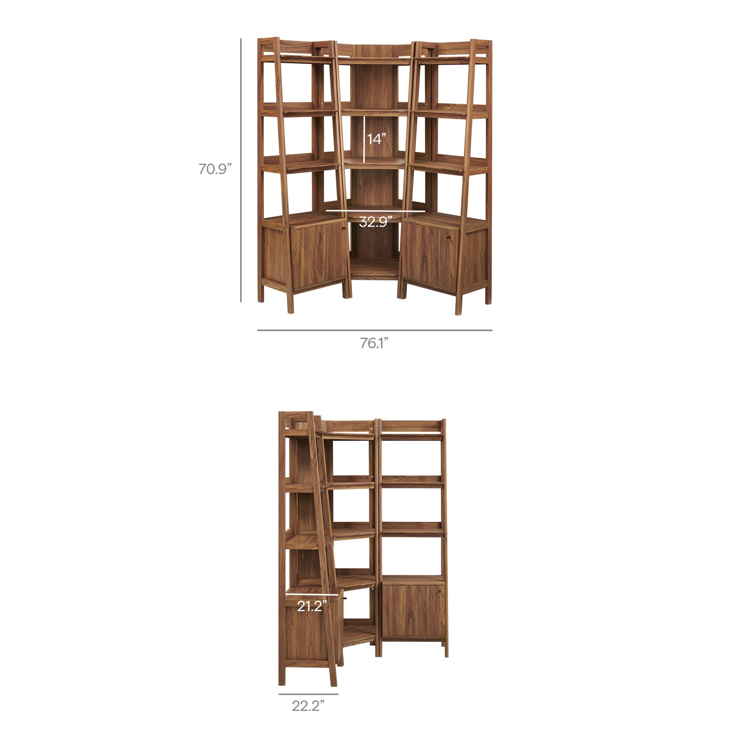 Bixby 3-piece Corner Bookshelf Set with Narrow Bookshelves by Modway