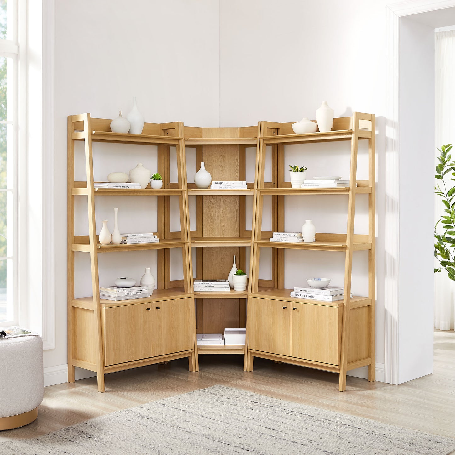 Bixby 3-Piece Corner Bookshelf Set with Wide Bookshelves by Modway