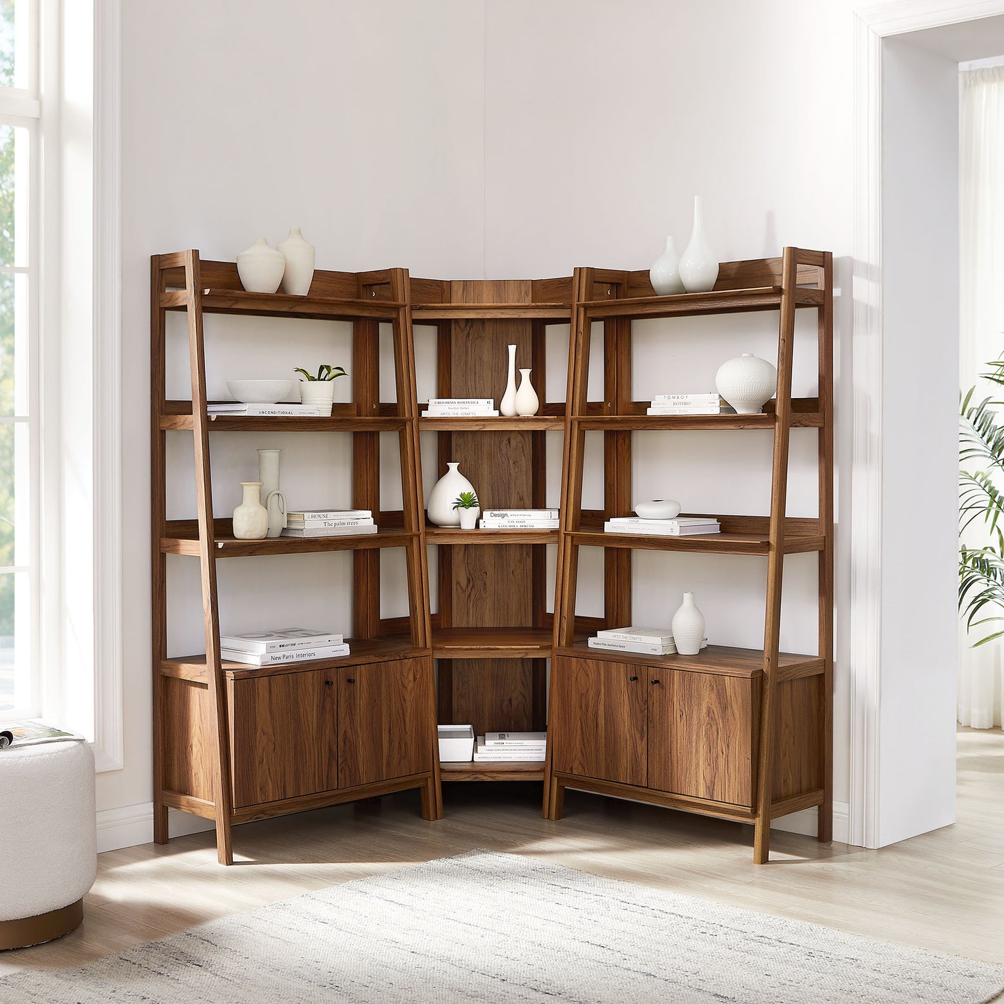 Bixby 3-Piece Corner Bookshelf Set with Wide Bookshelves by Modway