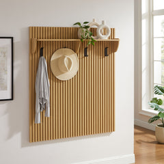 Render Fluted Coat Rack Panel With Shelf by Modway