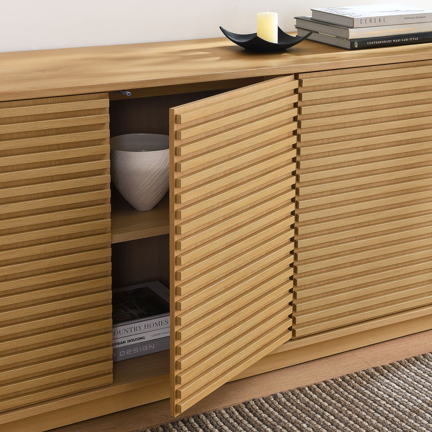Render 4-Door Fluted Sideboard Cabinet TV Stand by Modway