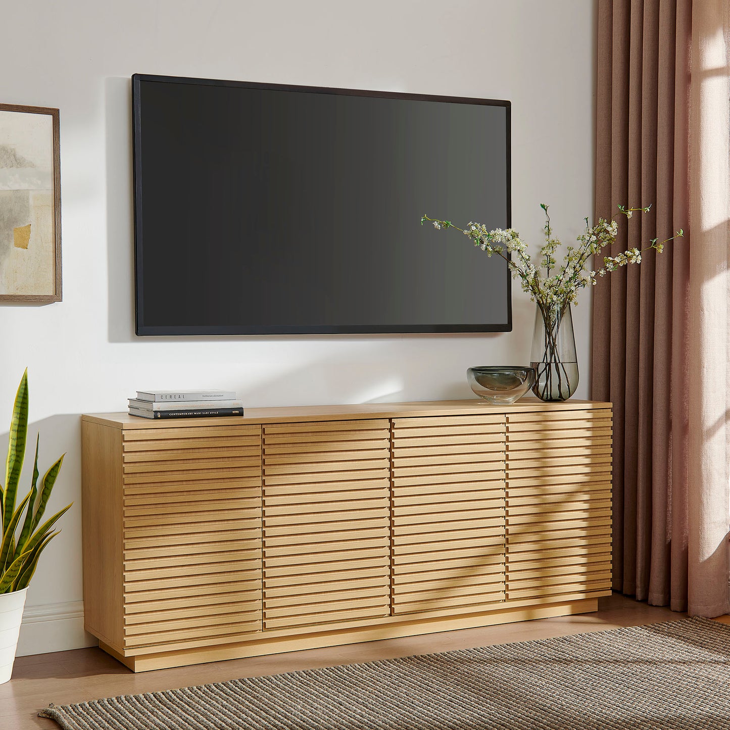 Render 4-Door Fluted Sideboard Cabinet TV Stand by Modway