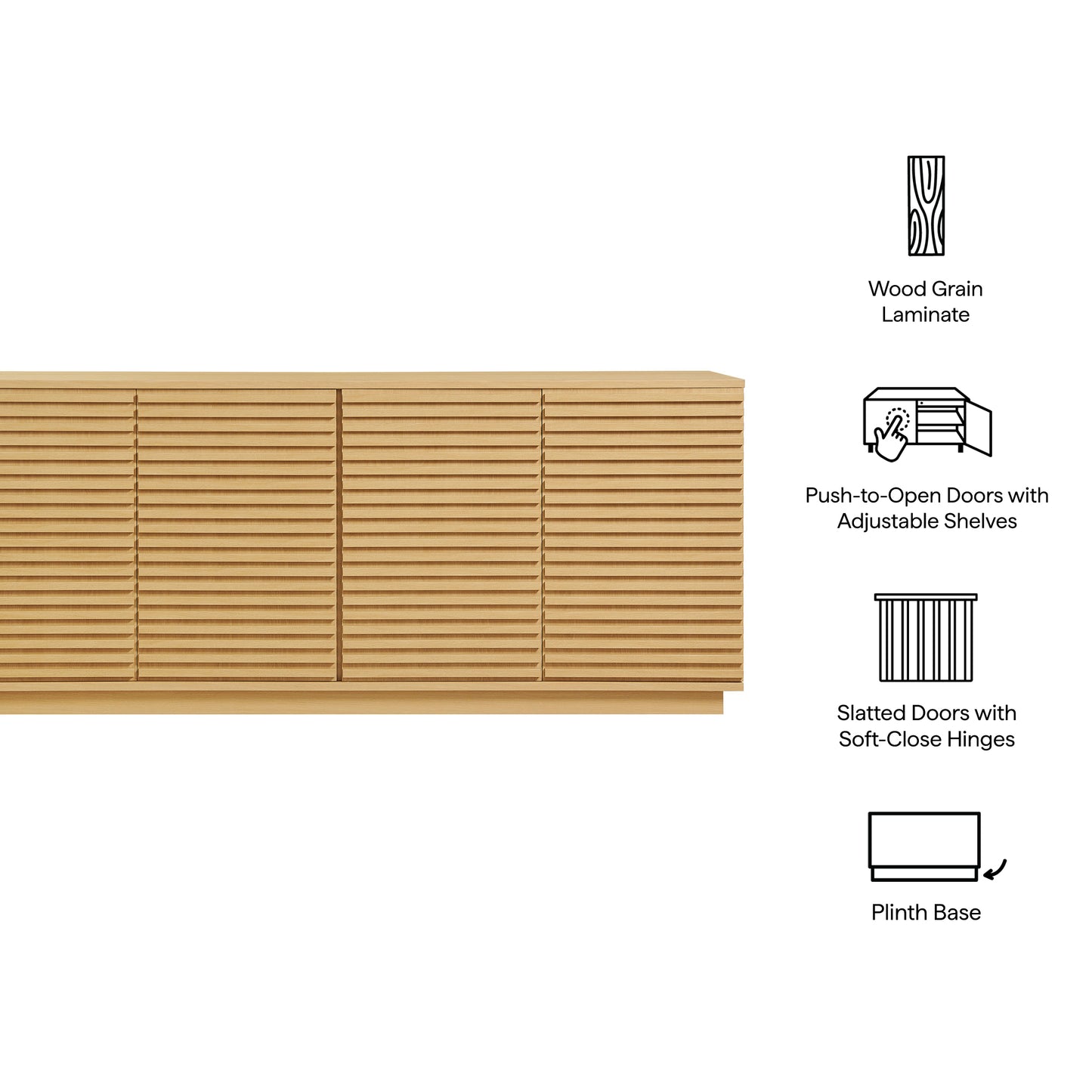 Render 4-Door Fluted Sideboard Cabinet TV Stand by Modway