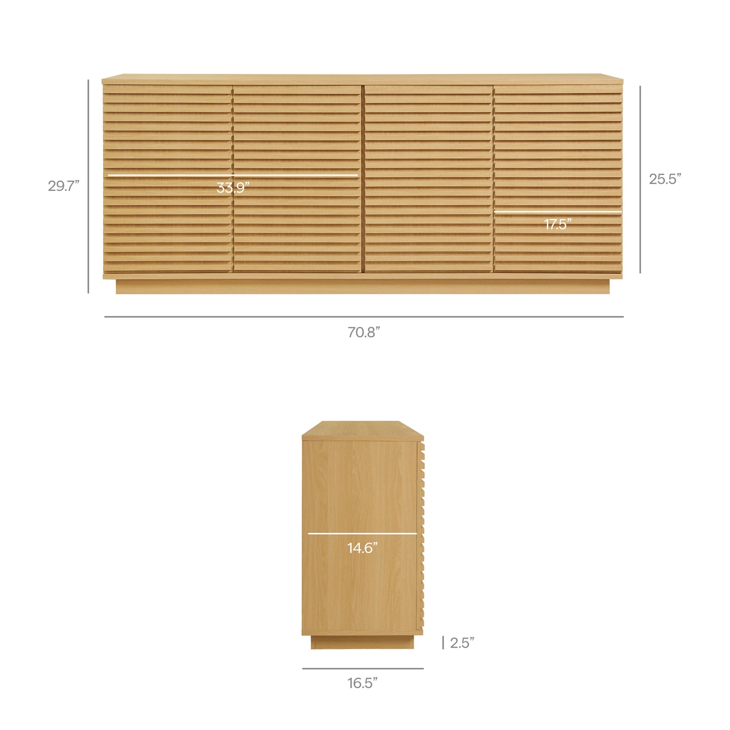 Render 4-Door Fluted Sideboard Cabinet TV Stand by Modway