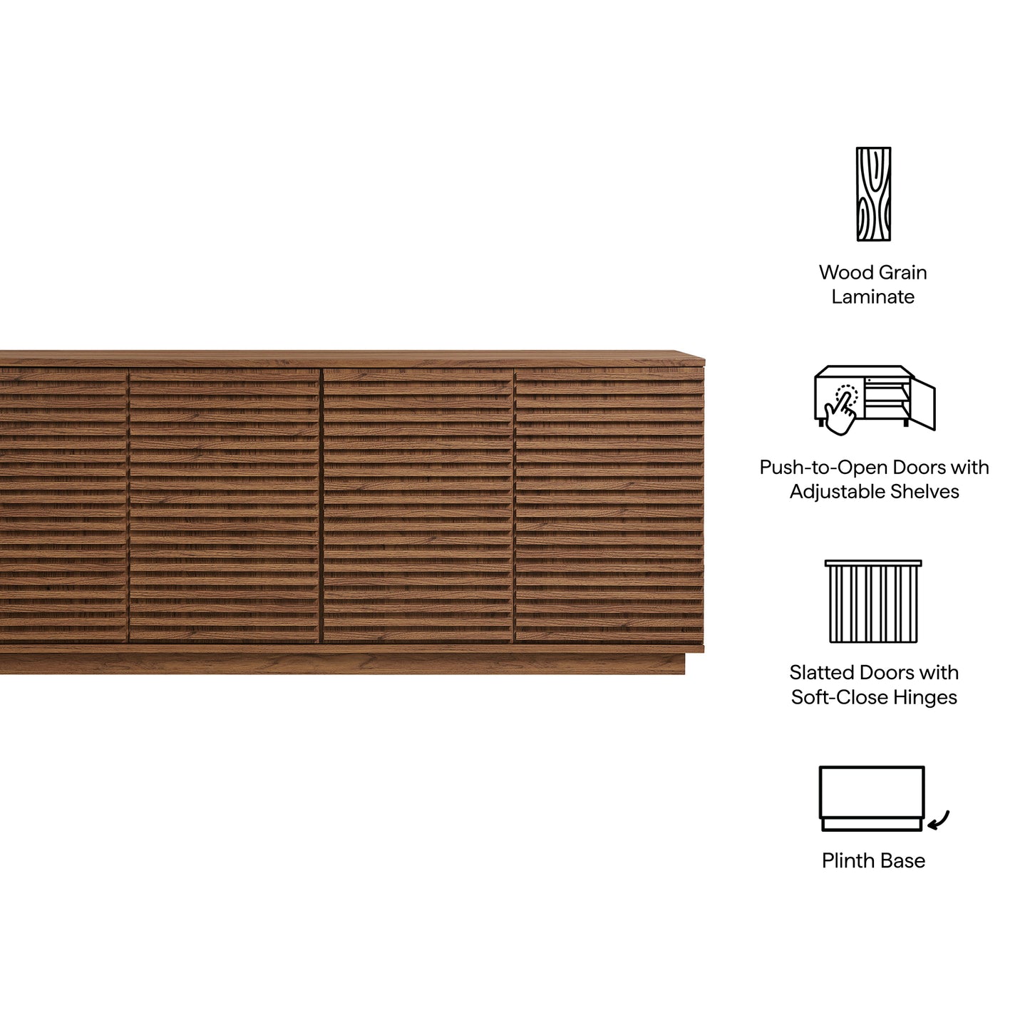 Render 4-Door Fluted Sideboard Cabinet TV Stand by Modway