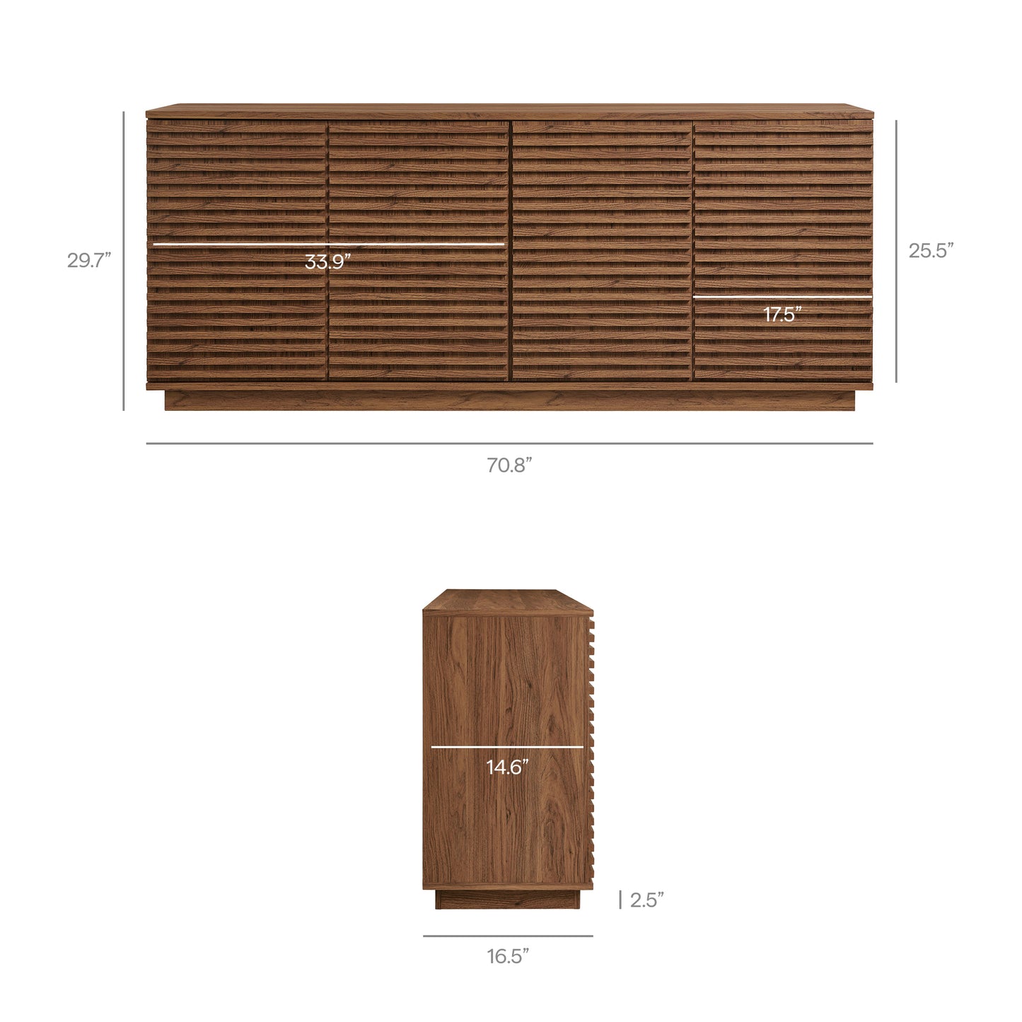 Render 4-Door Fluted Sideboard Cabinet TV Stand by Modway