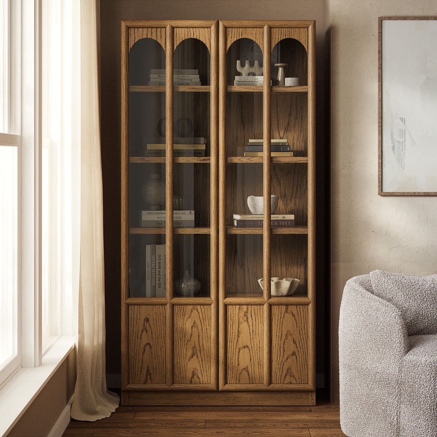 Anwen Solid Wood and Glass Display Cabinet by Modway