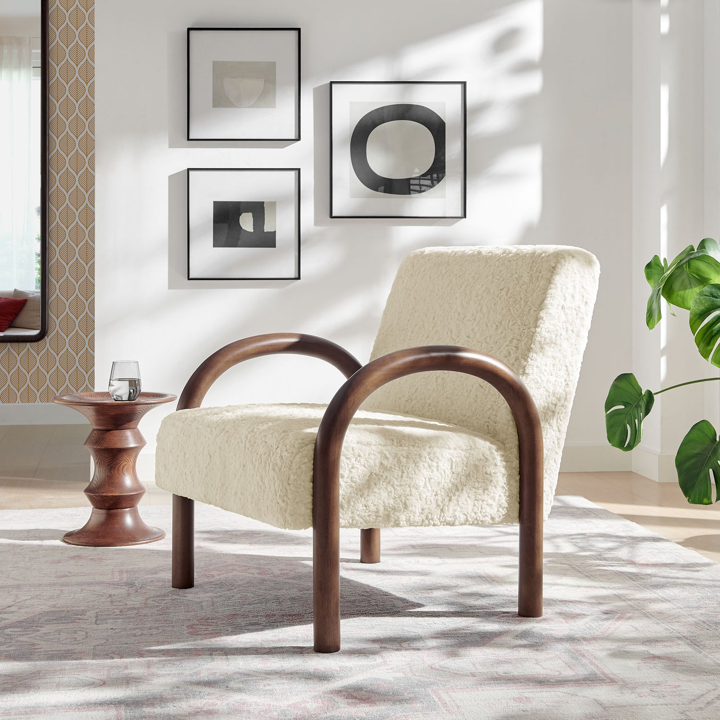 Lunet Faux Shearling Accent Armchair by Modway