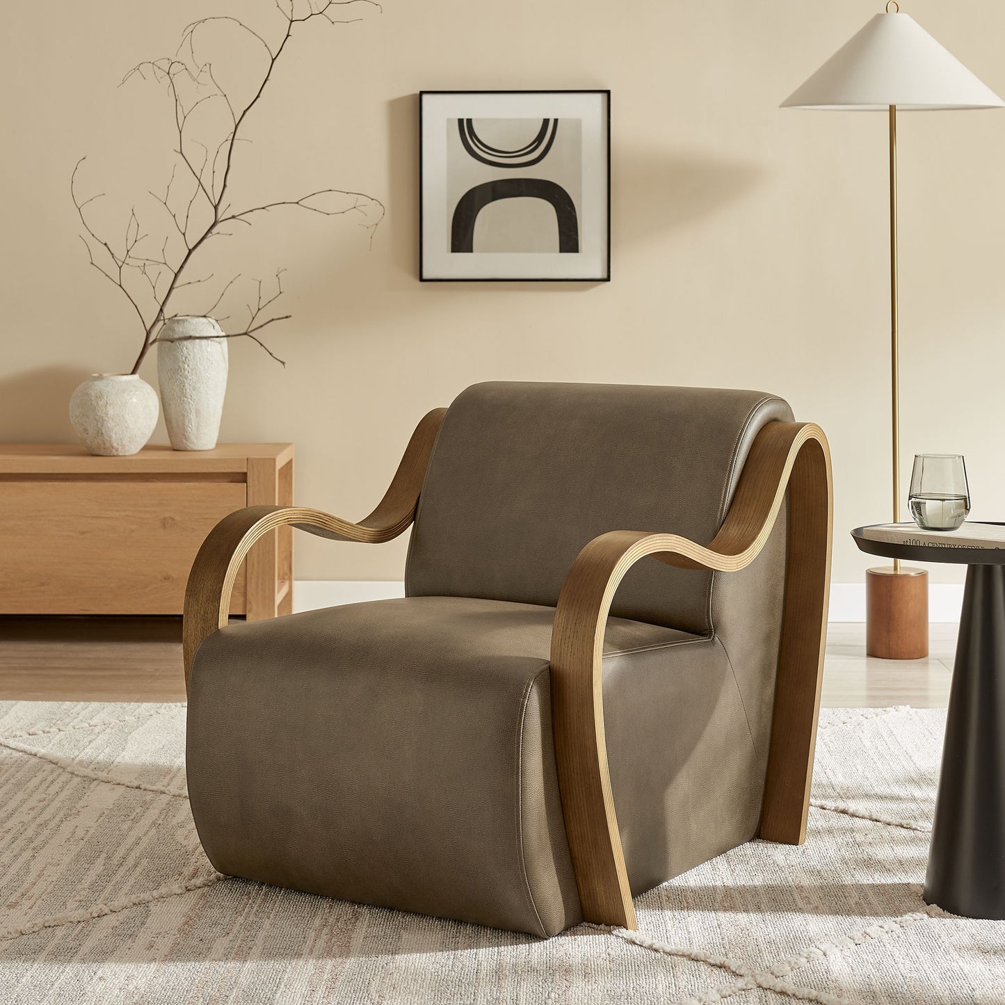 Atrium Vegan Leather Accent Armchair by Modway
