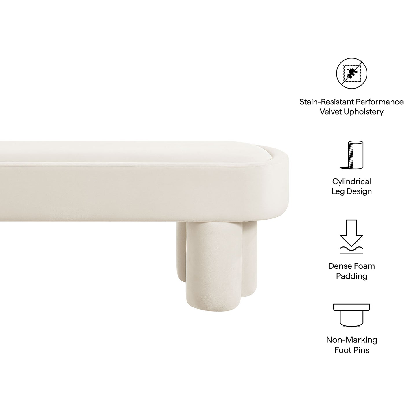 Mossi Oval Performance Velvet Accent Bench by Modway