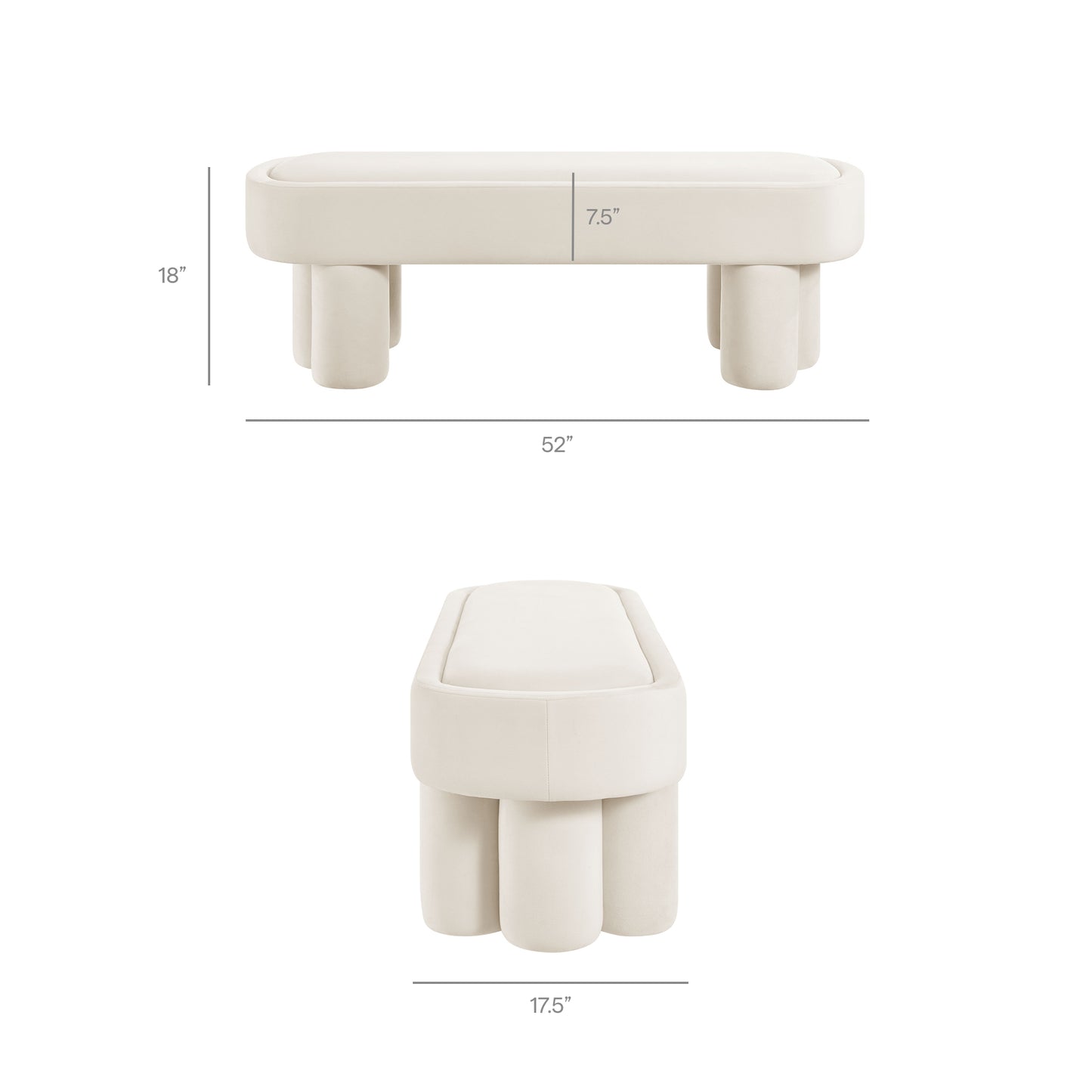 Mossi Oval Performance Velvet Accent Bench by Modway