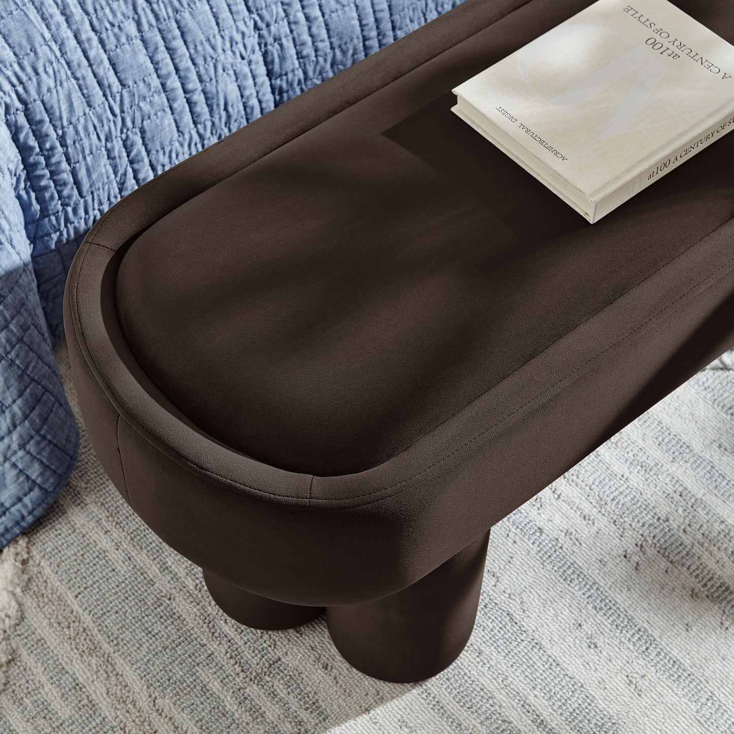Mossi Oval Performance Velvet Accent Bench by Modway