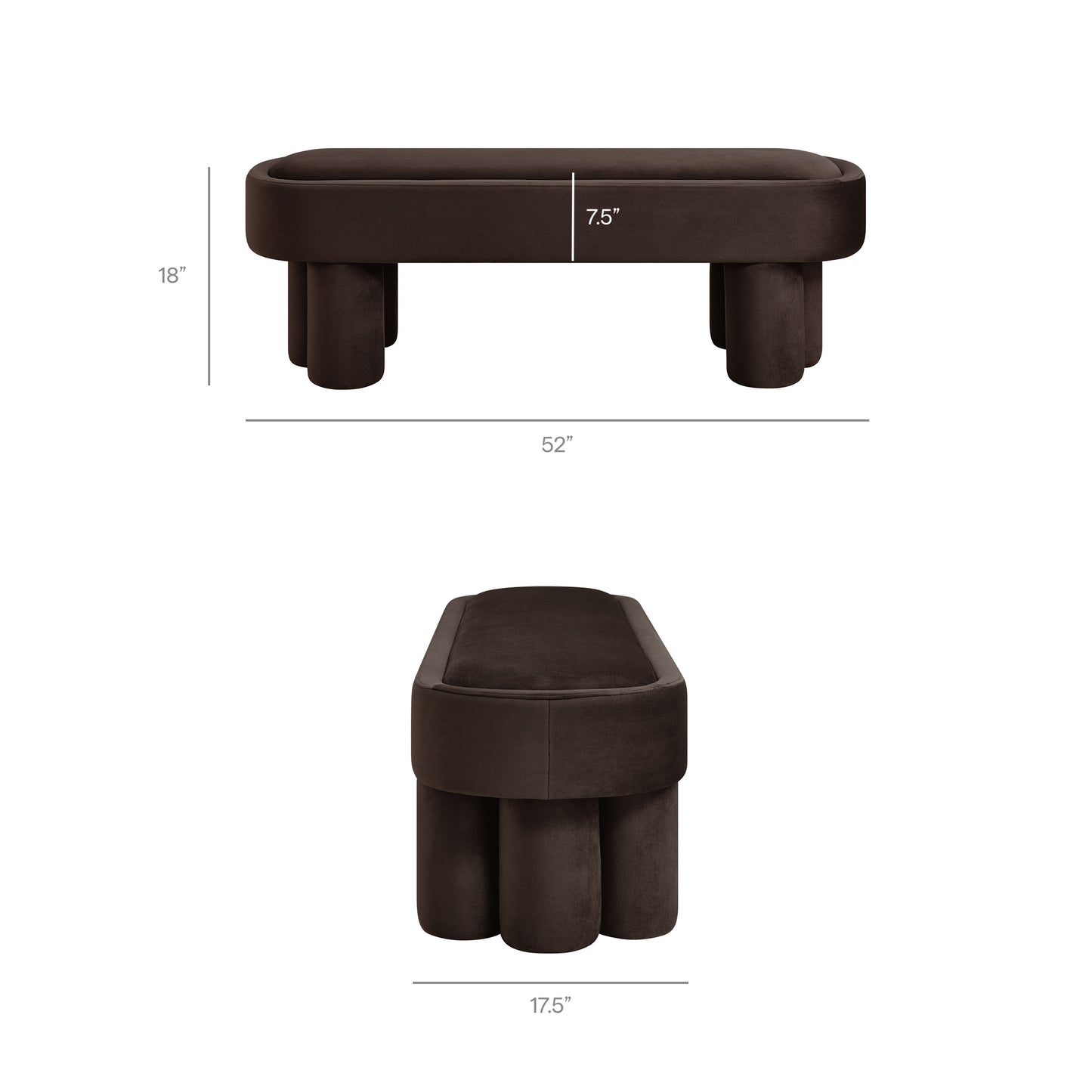Mossi Oval Performance Velvet Accent Bench by Modway