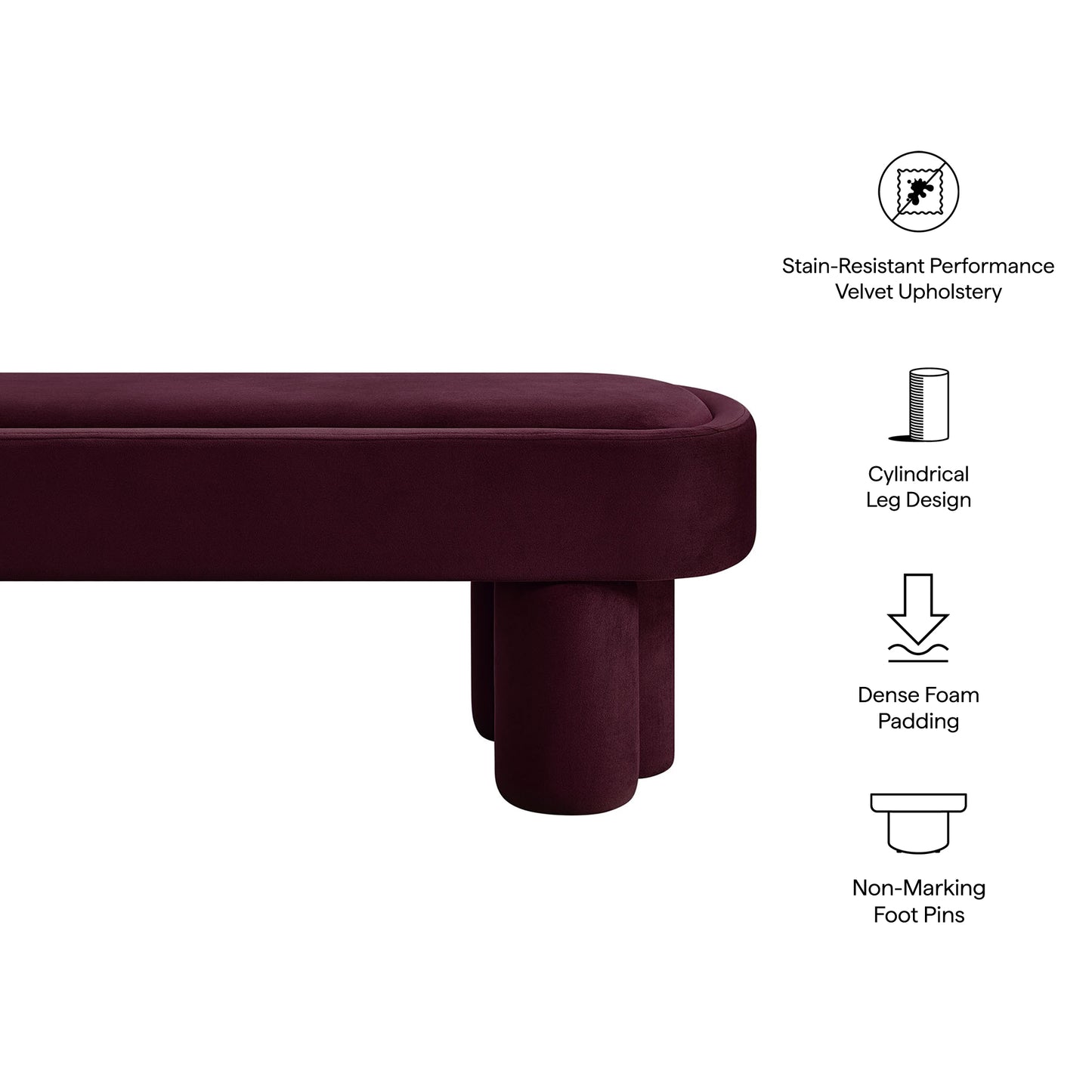 Mossi Oval Performance Velvet Accent Bench by Modway