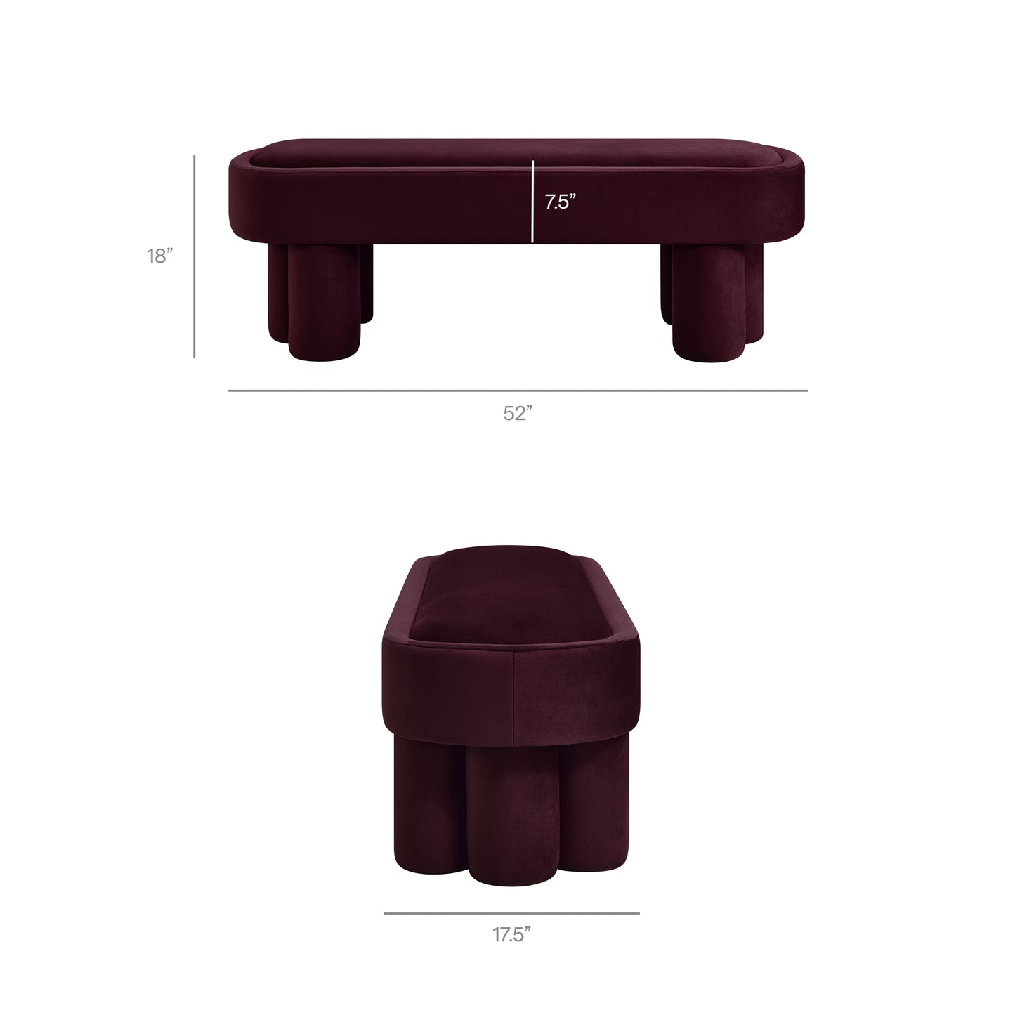 Mossi Oval Performance Velvet Accent Bench by Modway