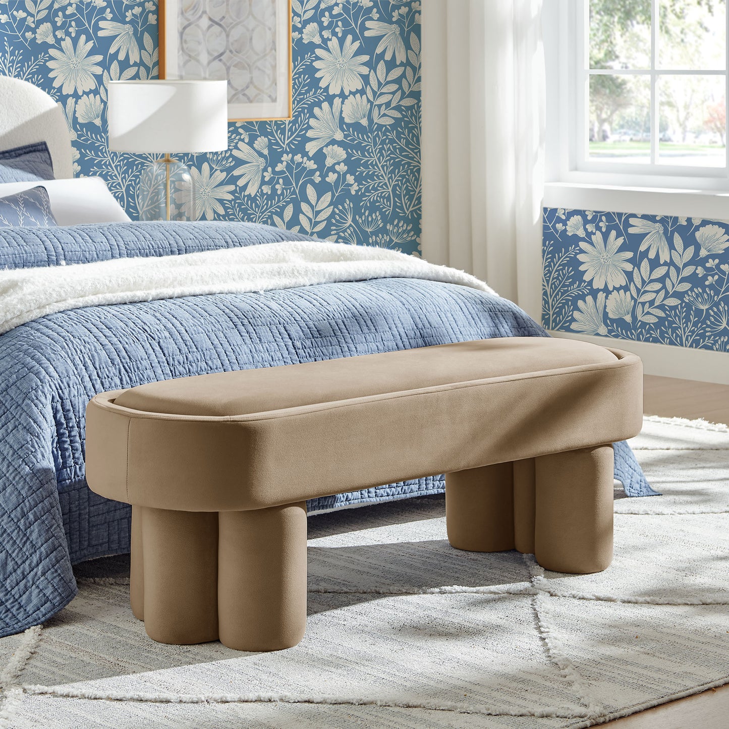 Mossi Oval Performance Velvet Accent Bench by Modway