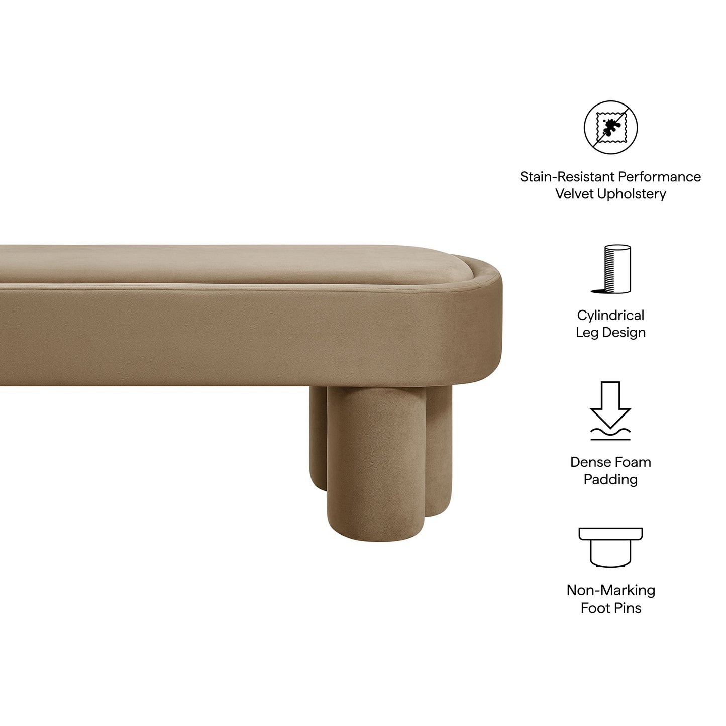 Mossi Oval Performance Velvet Accent Bench by Modway