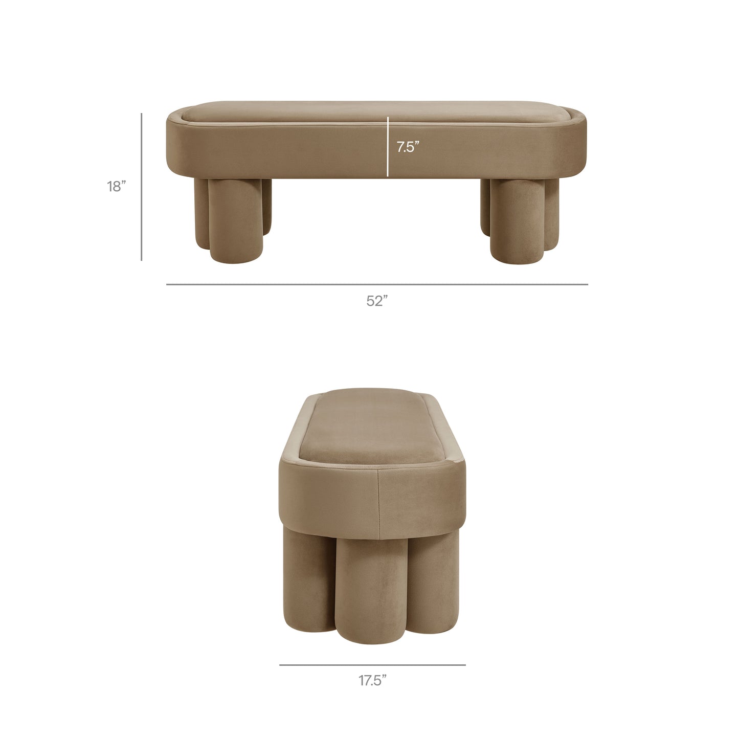 Mossi Oval Performance Velvet Accent Bench by Modway