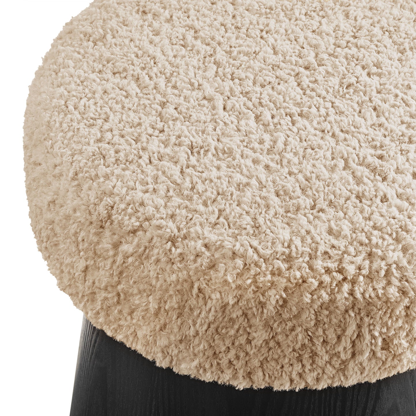 Ketra Round Faux Shearling Ottoman Footstool by Modway