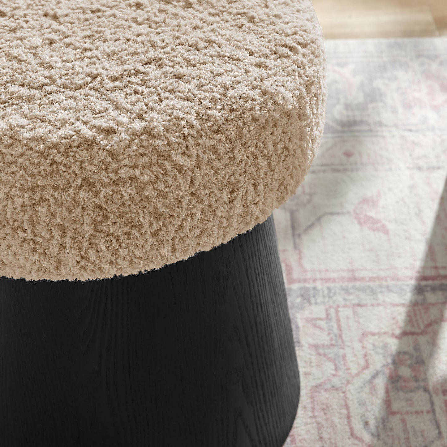 Ketra Round Faux Shearling Ottoman Footstool by Modway