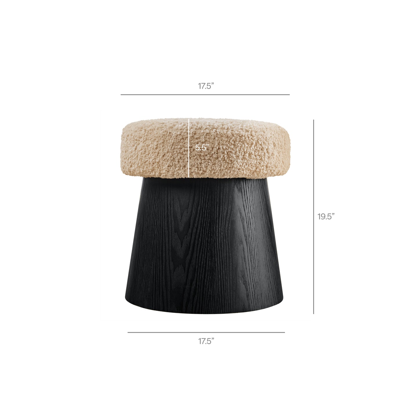 Ketra Round Faux Shearling Ottoman Footstool by Modway