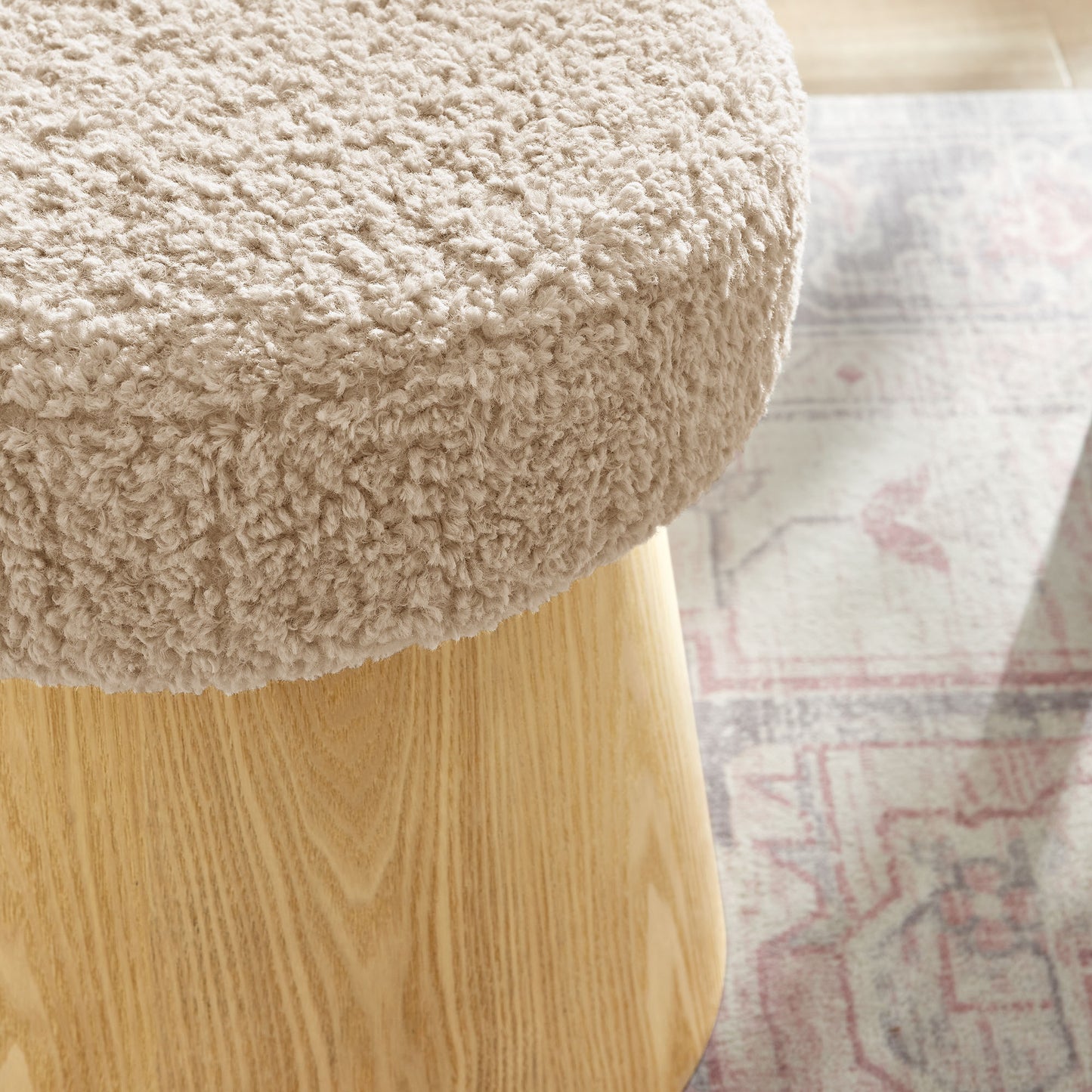 Ketra Round Faux Shearling Ottoman Footstool by Modway