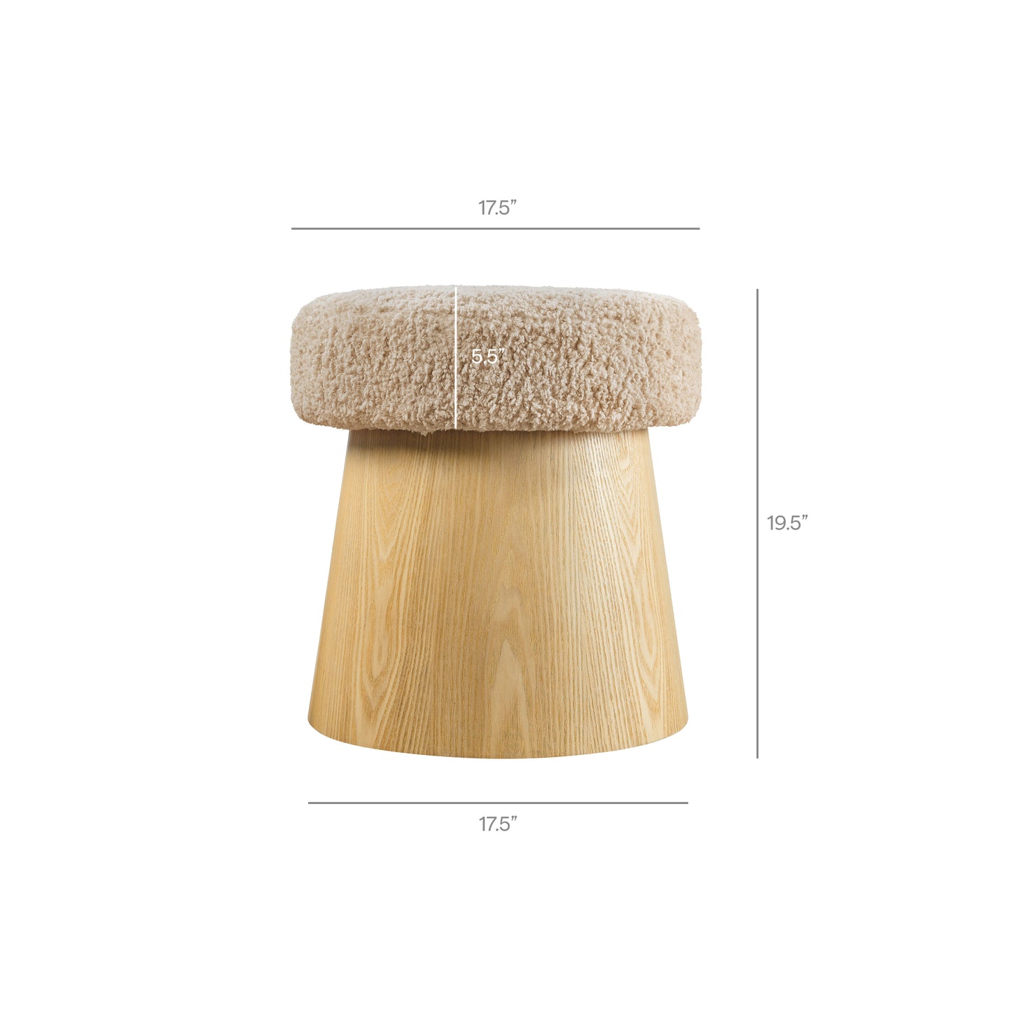 Ketra Round Faux Shearling Ottoman Footstool by Modway