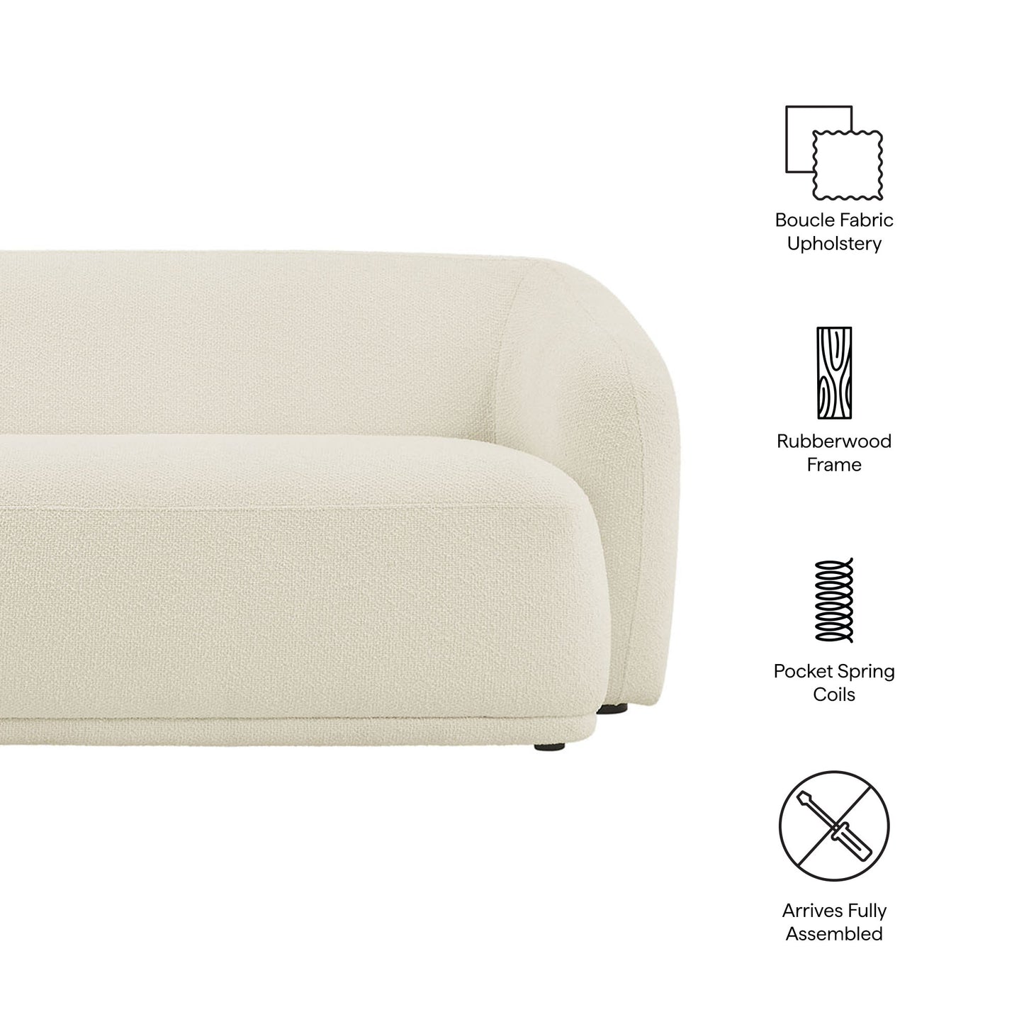 Monica 88 Inch Boucle Fabric Sofa by Modway