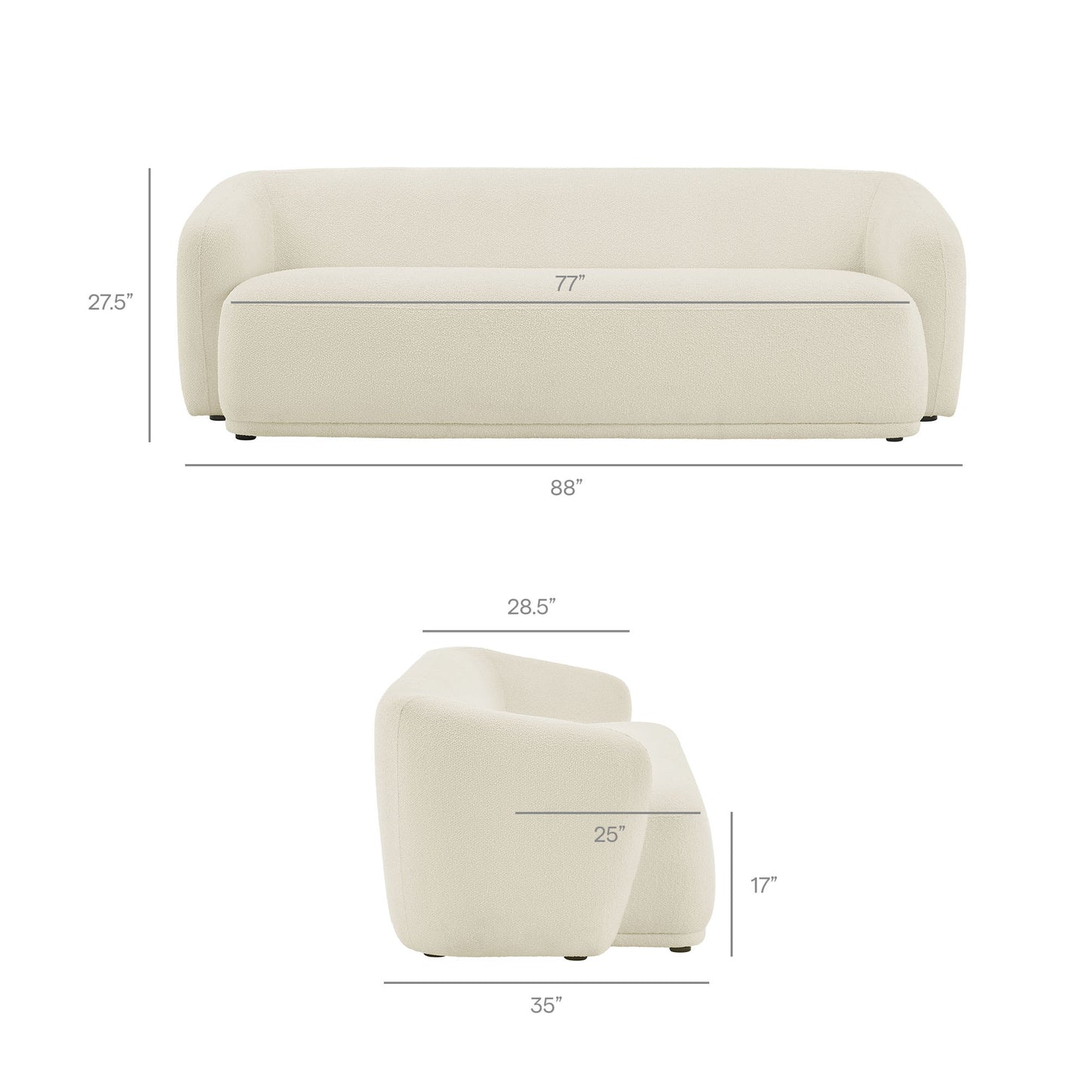 Monica 88 Inch Boucle Fabric Sofa by Modway