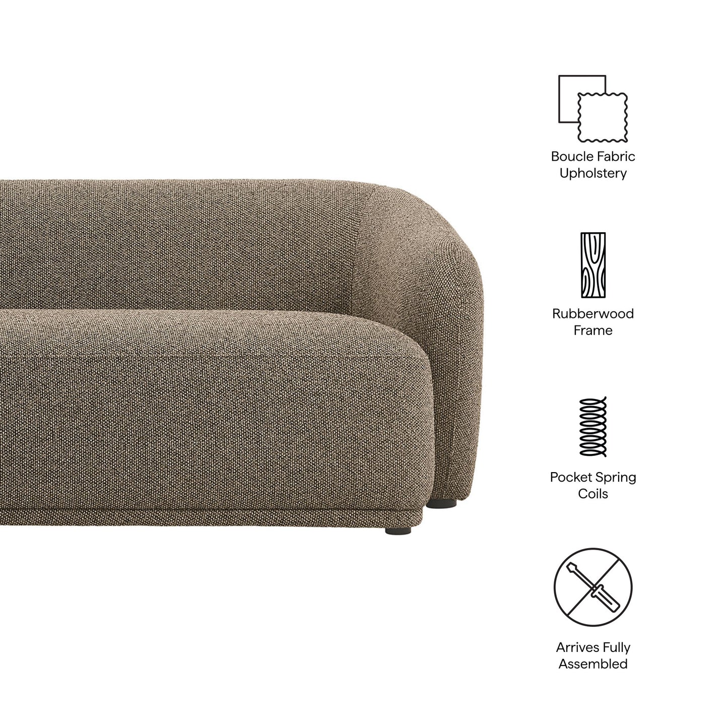 Monica 88 Inch Boucle Fabric Sofa by Modway