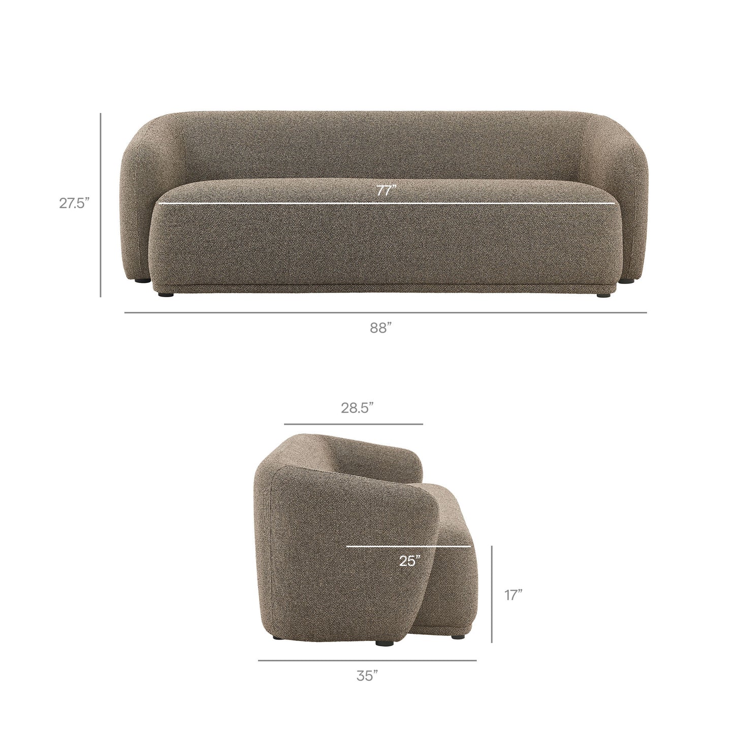 Monica 88 Inch Boucle Fabric Sofa by Modway