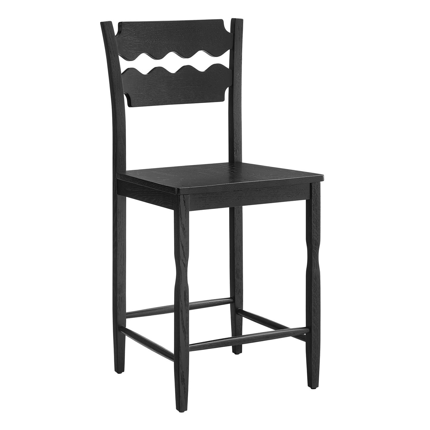Jax Oak Wood Counter Stool With Wavy Razor Back by Modway