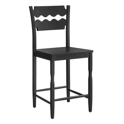 Jax Oak Wood Counter Stool With Wavy Razor Back by Modway