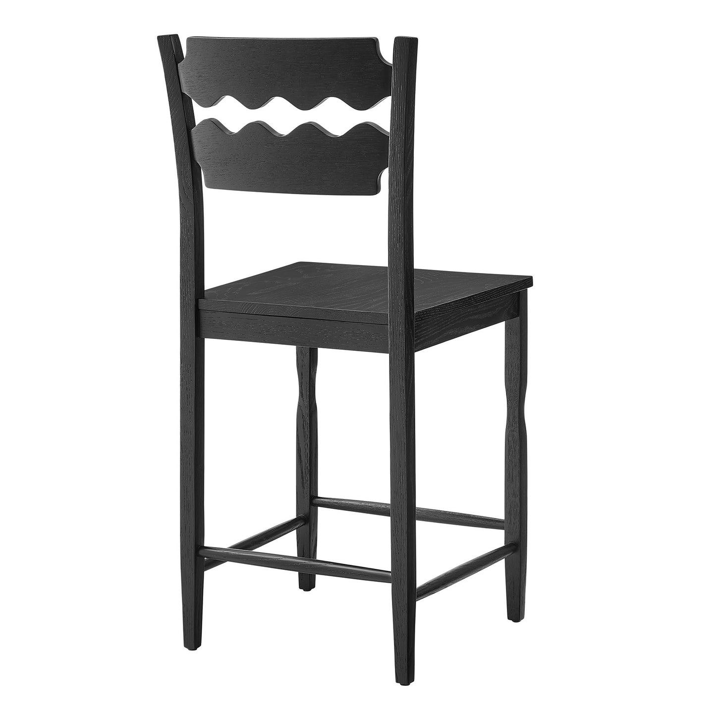 Jax Oak Wood Counter Stool With Wavy Razor Back by Modway