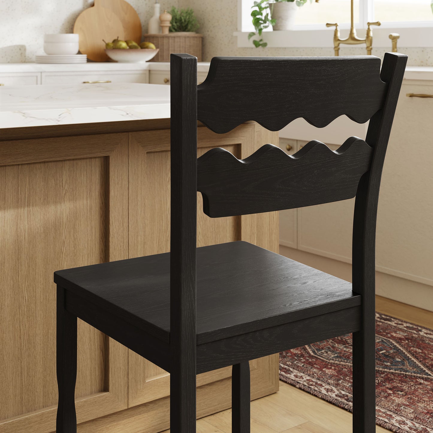 Jax Oak Wood Counter Stool With Wavy Razor Back by Modway