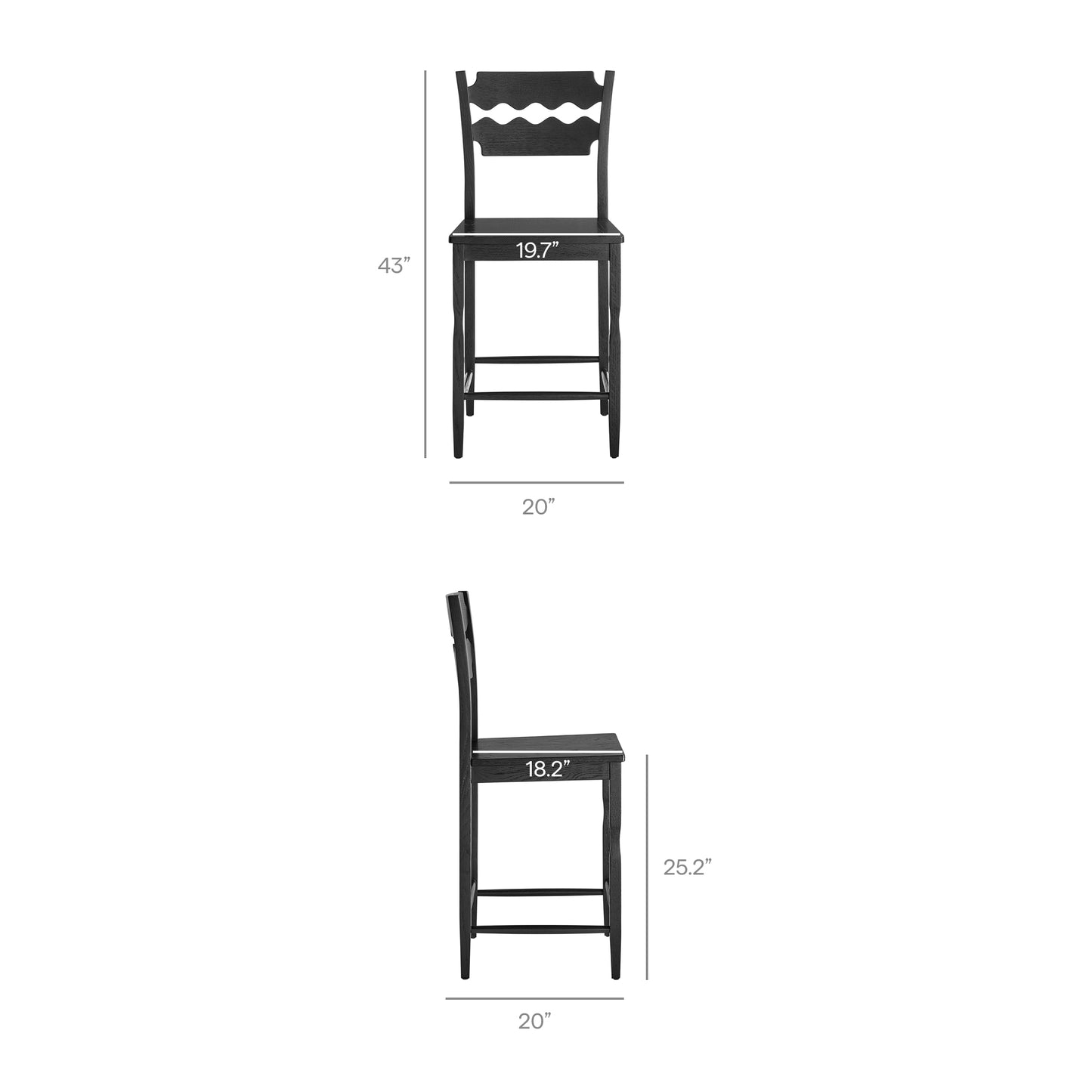 Jax Oak Wood Counter Stool With Wavy Razor Back by Modway