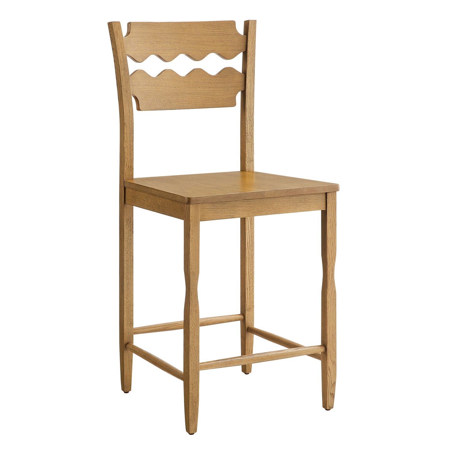 Jax Oak Wood Counter Stool With Wavy Razor Back by Modway