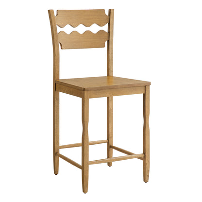 Jax Oak Wood Counter Stool With Wavy Razor Back by Modway