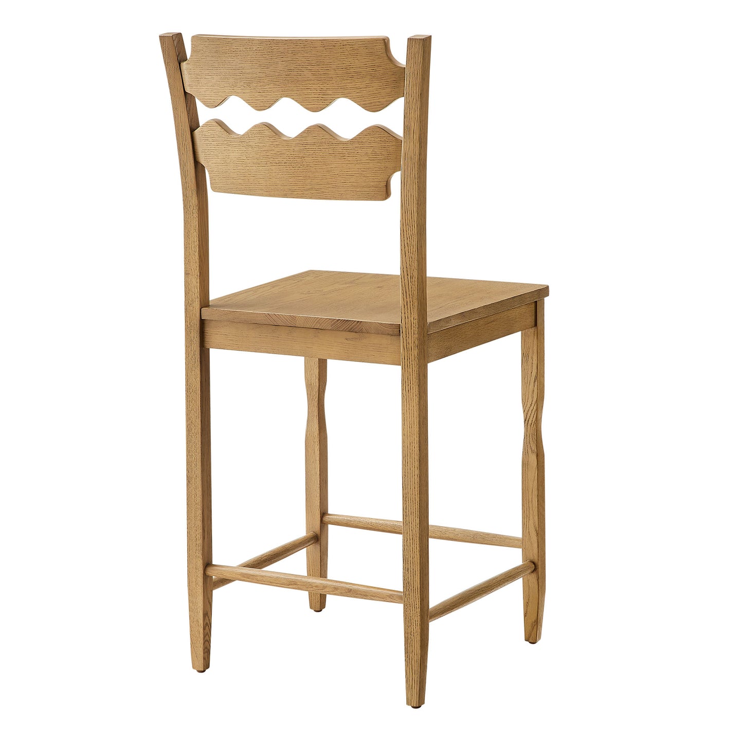 Jax Oak Wood Counter Stool With Wavy Razor Back by Modway