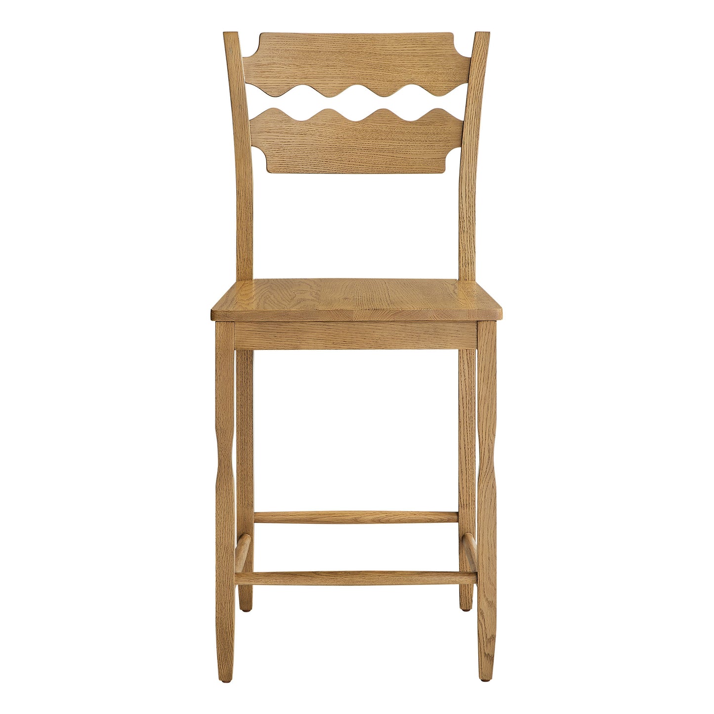Jax Oak Wood Counter Stool With Wavy Razor Back by Modway