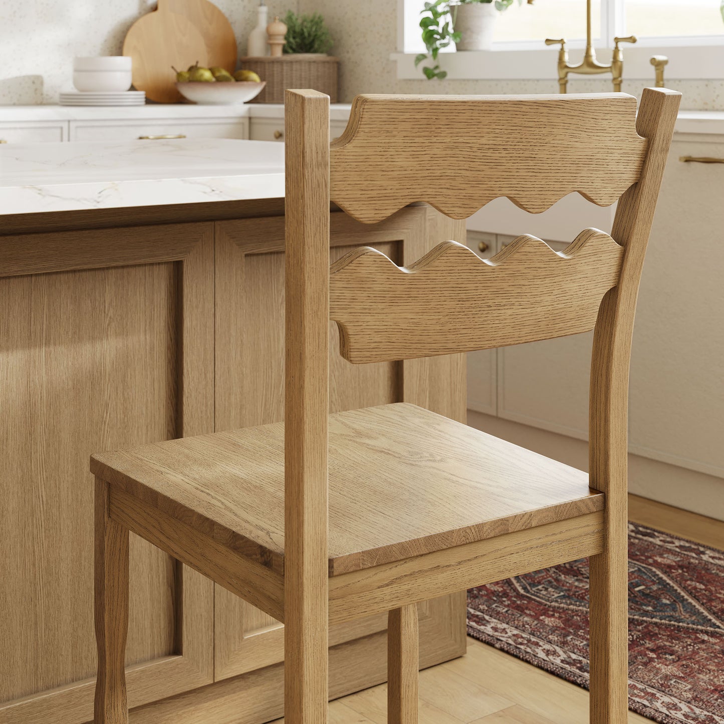 Jax Oak Wood Counter Stool With Wavy Razor Back by Modway