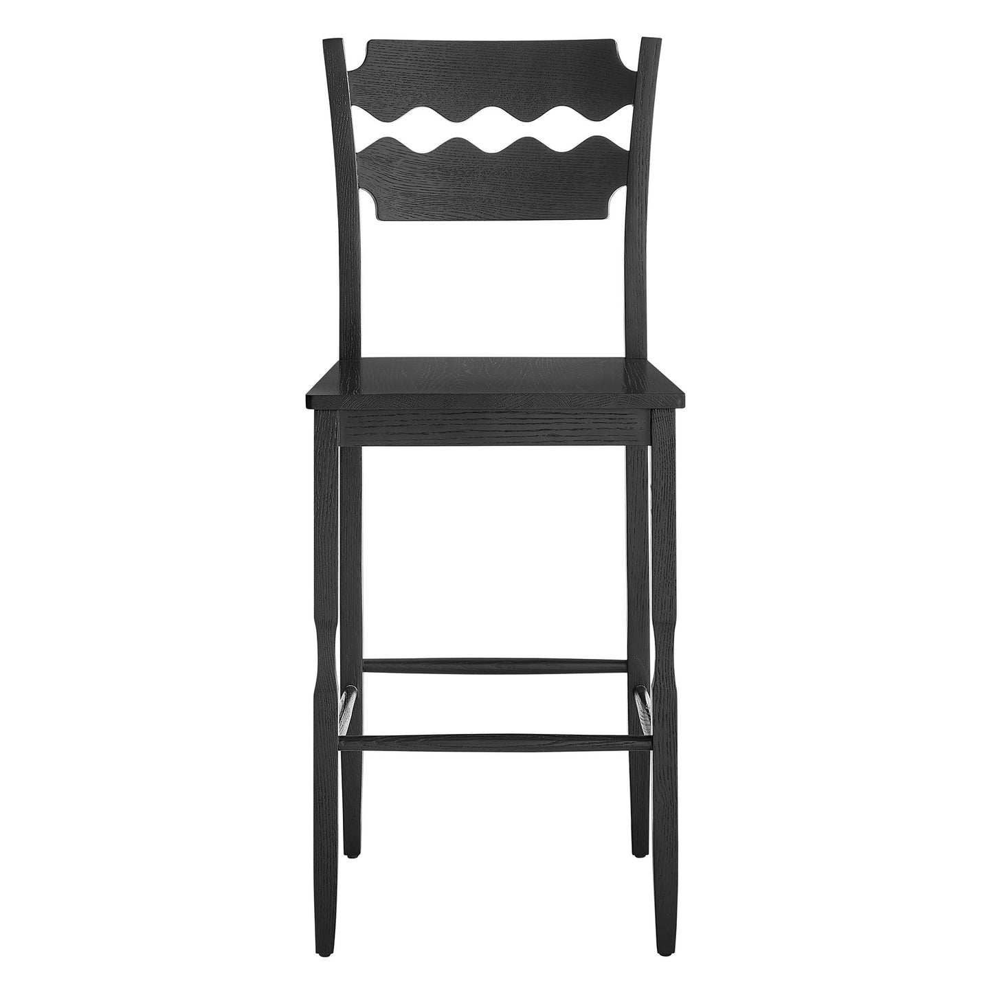 Jax Oak Wood Bar Stool With Wavy Razor Back by Modway