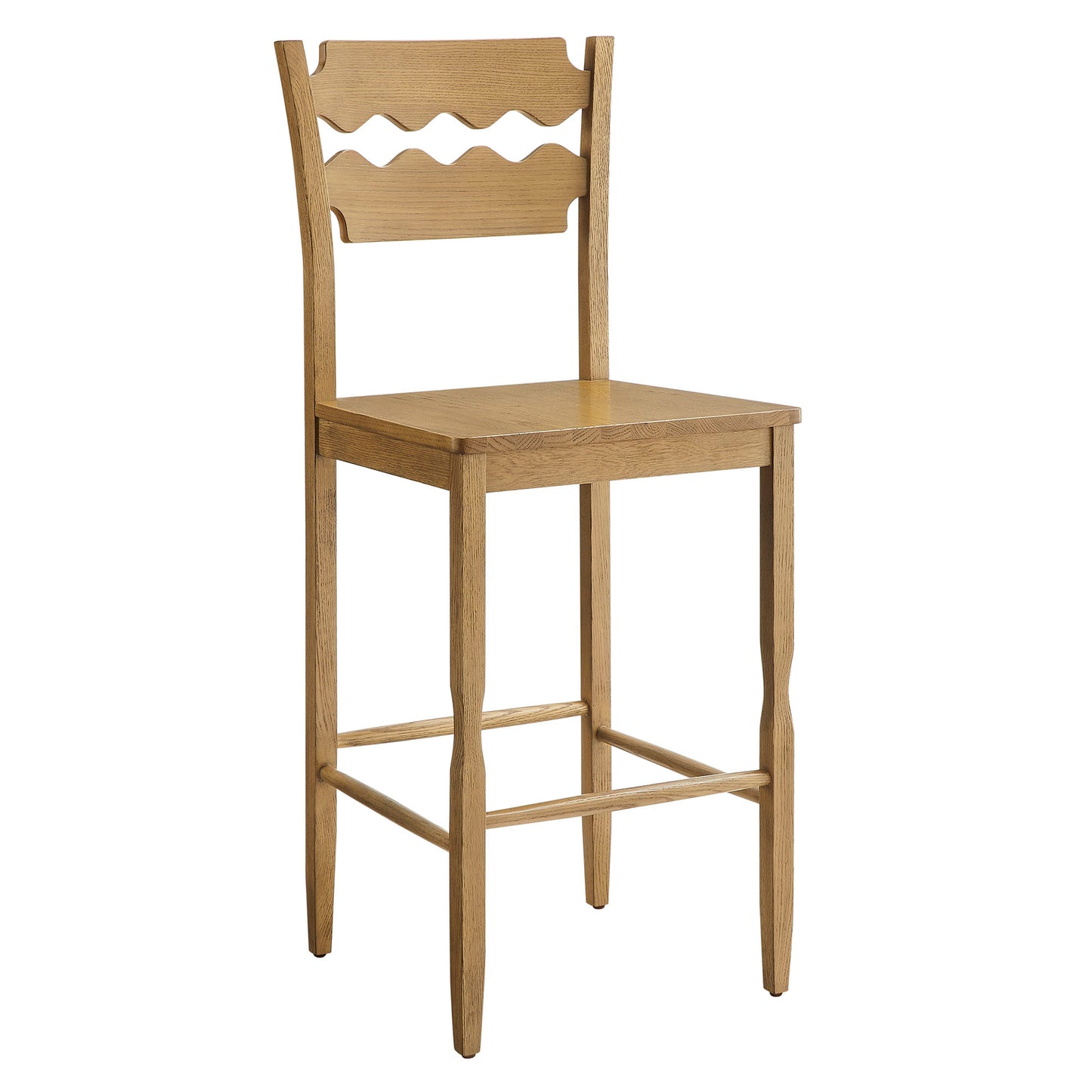Jax Oak Wood Bar Stool With Wavy Razor Back by Modway